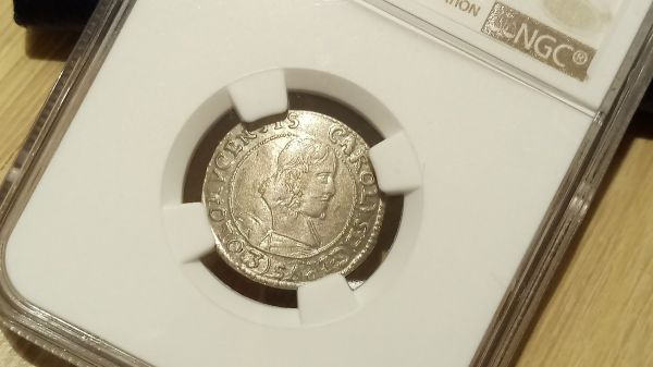 RARA MOEDA AUSTRÍACA - ESTADOS OLMUTZ - KARL ll - NGC - 1670 - 3 KREUZER