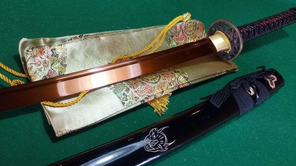 ESPADA KATANA LÂMINA VERMELHA AÇO 1095 ALTÍSSIMA QUALIDADE