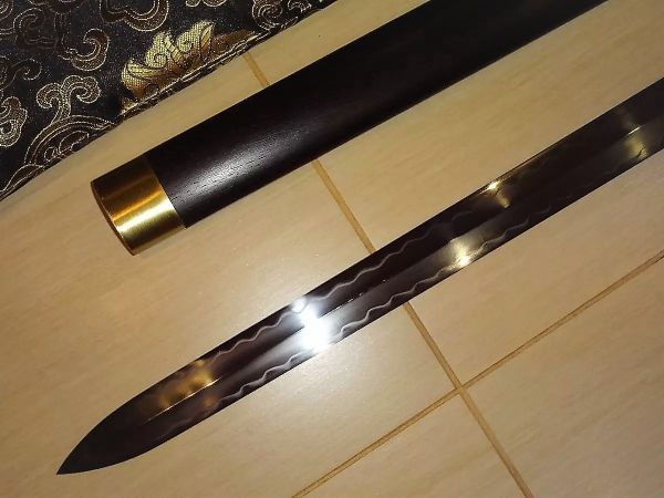 ESPADA SAMURAI KATANA T-1O PRETA DUPLAMENTE TEMPERADA - RARIDADE